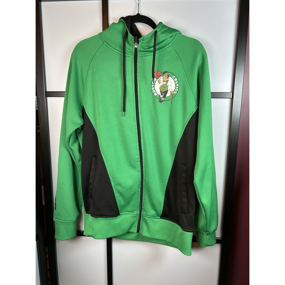 NBA Boston Celtics Zip Up‎ Wicking Hoodie Hooded Full Zip Jacket Small M Green